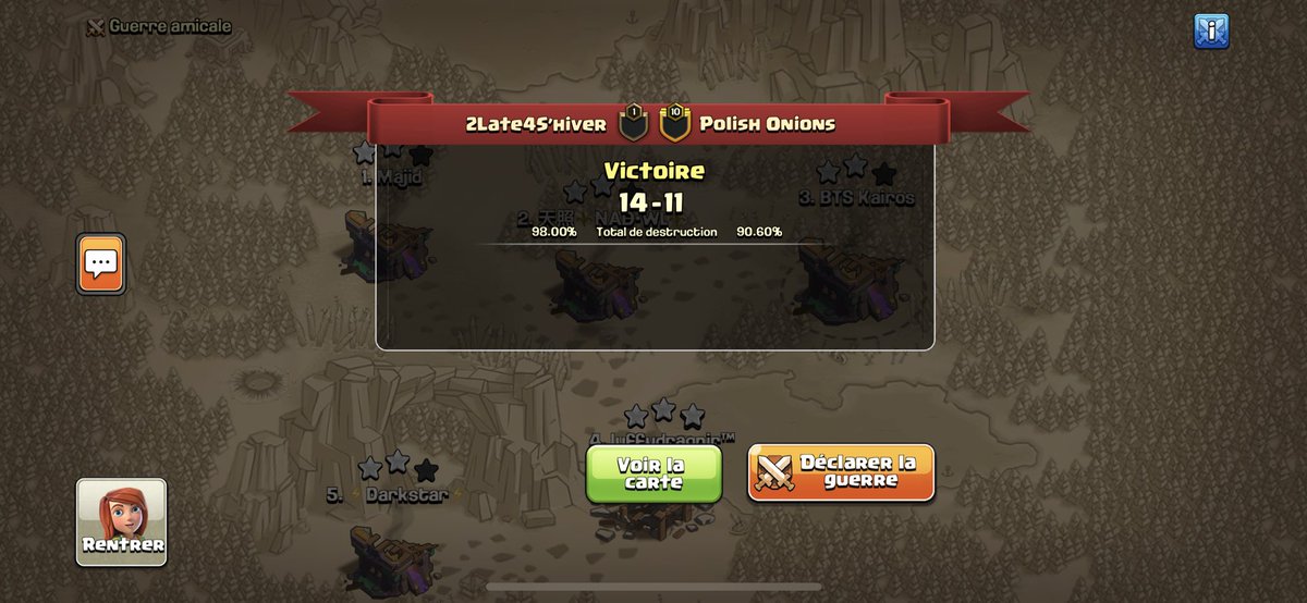 📆     𝙈𝙖𝙩𝙘𝙝 𝘿𝙖𝙮    ! 

First war for the squad tonight in <a href="/MulanCup/">Mulan Cup</a> , and first win ! Congrats boys 💪🏻 

Gg to @Polish_Onions ! 

🦍🦍🦍 @Luffy_2L4S 
🦍🦍🦍 @Dark_2L4S 
🦍🦍🦍 @Majid_2L4S 
🦍🦍🦍 <a href="/Nad_2L4S/">Nad</a> 

#Forza2L4S