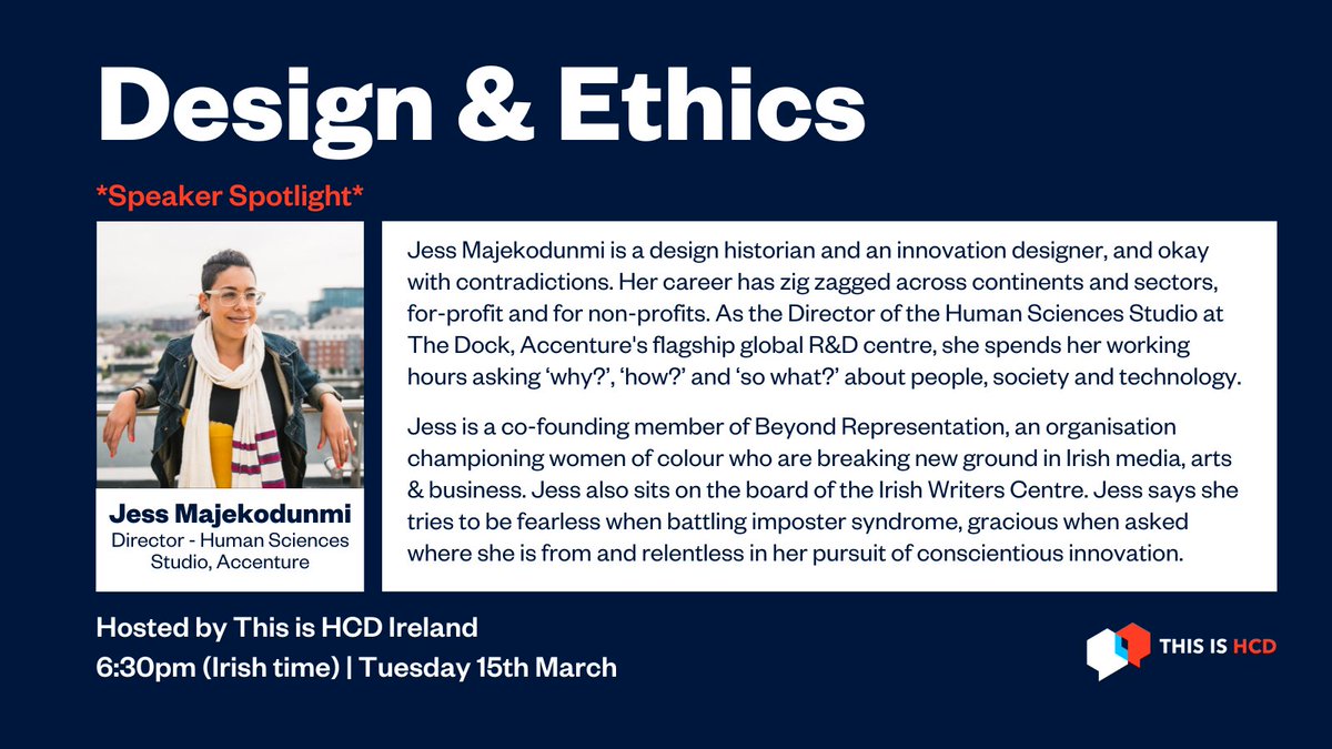 SarahHefDesign's tweet image. I'm so pleased to introduce our 1st speaker for Design &amp;amp; Ethics, the ever inspiring @MajekJess who’ll discuss ‘designing for the unintended’- exploring unintended consequences, unintended users &amp;amp; unintended uses. Register for free to join the conversation: us06web.zoom.us/meeting/regist…