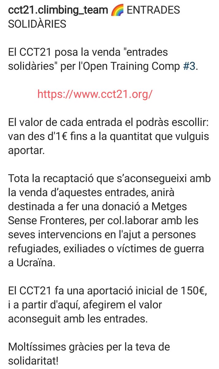 prat_cunill's tweet photo. Venda d'entrades solidàries
https://t.co/uZdPO97Fte https://t.co/4wh4aMougw