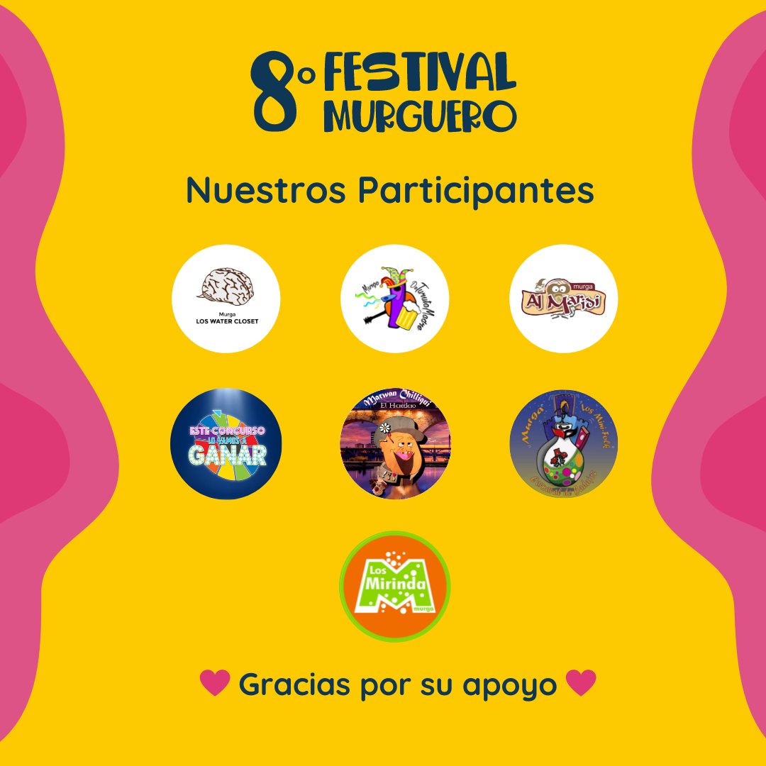 DownBadajoz's tweet photo. En nuestro Octavo Festival Murguero podrás disfrutar del talento #pacense 🥳

🎭 Murgas Participantes: @MurgaMarwan, @DeTurutaMadre, @murga_minifolk, @LOSMIRNDA, @murgalmaridi, @loswatercloset, @OtroQuinto 

Muchísimas gracias a todos y todas por vuestro apoyo 🥰

#badajoz https://t.co/1drdk6bH7k