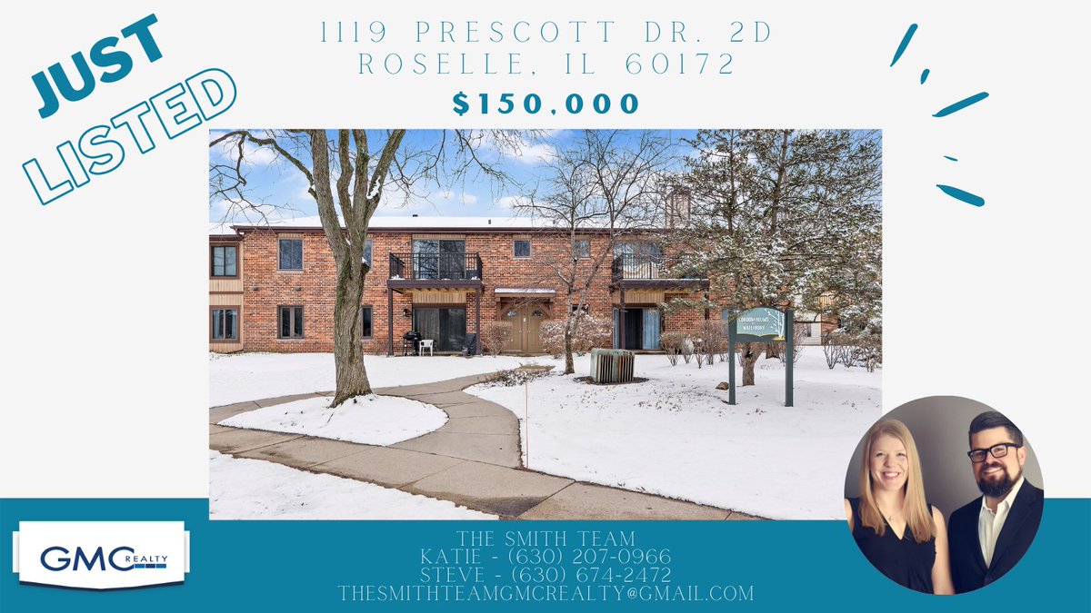 smith_gmc's tweet photo. The time has come to spring forward into a new home! Take a look at our new 2 bedroom, 2 bathroom condo in Roselle. Please share with friends and family who are in the market, and let us know if you have any questions. Thank you!
https://t.co/oLbF7uBXEg https://t.co/y6r0zXmxnX