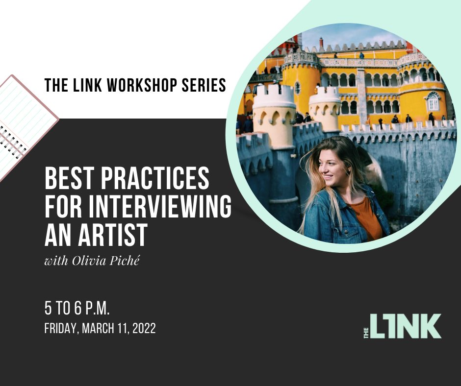 Linknewspaper's tweet photo. The Link’s Worshop Series rolls on with another awesome one this Friday! Sit down with Fringe Arts Editor @OMpiche and learn how to interview artists in their element! https://t.co/jFYZq1SVNV https://t.co/UDzBOXBo78