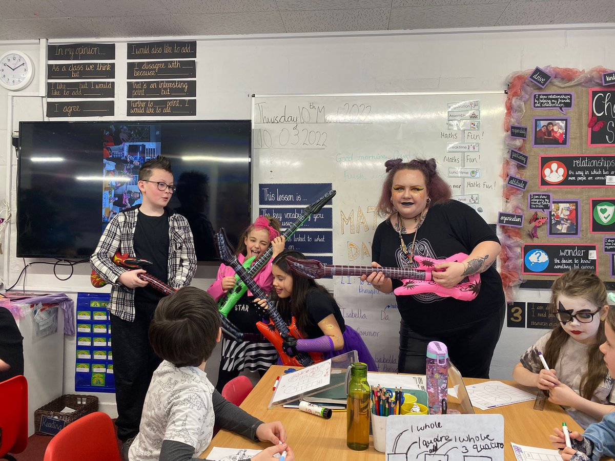 MaundeneSchool's tweet photo. Owls Class have had a rockinβ day celebrating Maths Day! We had a day full of fun-filled activities including making our own board games, drawing shape collages and battling on Timetable Rockstars! Plus we looked cool while doing it! #mathsday #timetablerockstars #fun https://t.co/wT5EXYk2YG