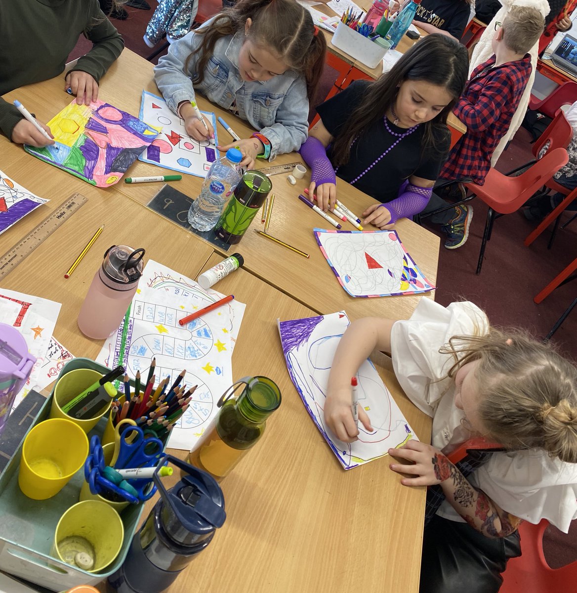 MaundeneSchool's tweet photo. Owls Class have had a rockinβ day celebrating Maths Day! We had a day full of fun-filled activities including making our own board games, drawing shape collages and battling on Timetable Rockstars! Plus we looked cool while doing it! #mathsday #timetablerockstars #fun https://t.co/wT5EXYk2YG