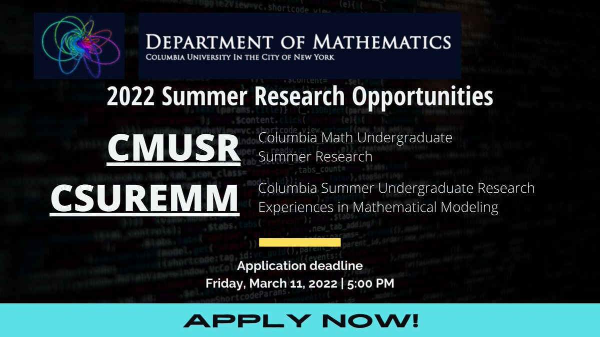 Columbia Undergraduate Research in Mathematics tweet media