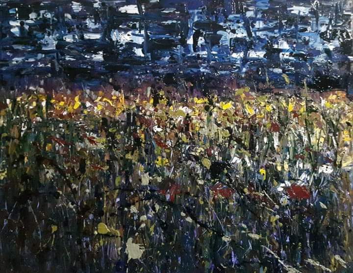 milner_art's tweet photo. "Garden at Night" 20 inches by 16 inches. Oils on canvas. Palette knives. SOLD. https://t.co/RiAYL33QYr