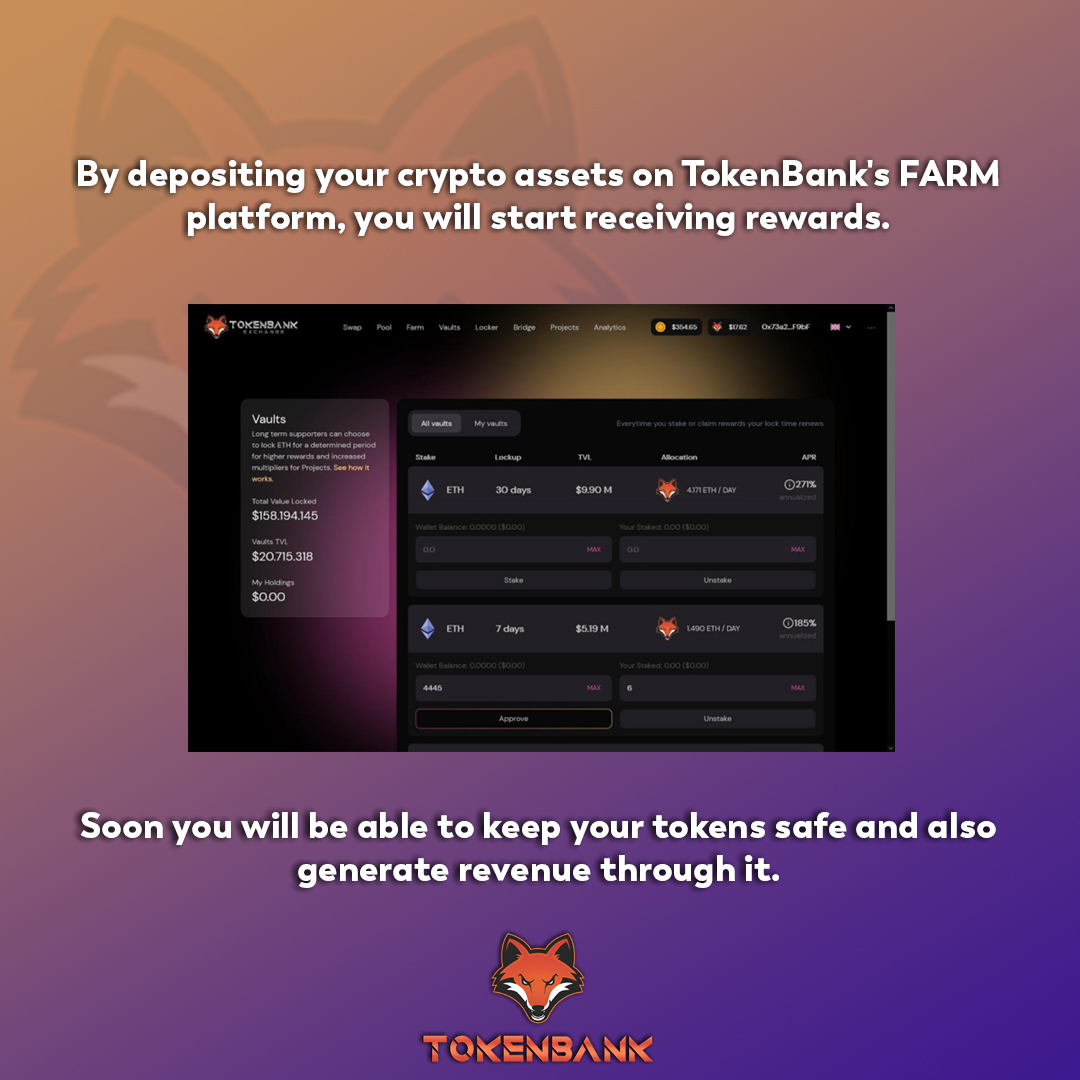 Tokenbankof's tweet photo. Do you know what FARM is?
This is the locking of cryptocurrencies into smart contracts to form liquidity pools in exchange for interest and other rewards.
Soon you will be able to keep your tokens safe and also generate revenue through it.
#tokenbank #tbank #tokenbankexchange https://t.co/hftdmf5uce
