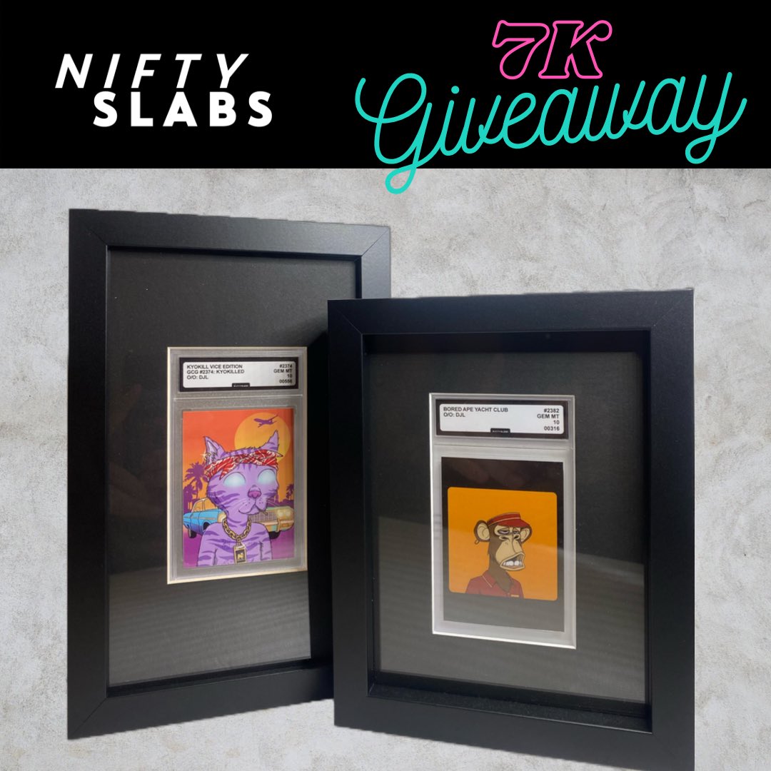 NiftySlabs's tweet photo. Ok #slabfam…

Time to take your NiftySlab game up a notch. We’ve just added #slabframes to our store &amp; surpassed 7k followers. 

To celebrate we’re giving away 3 frames to our awesome community. 

To enter:
1. Post your #NiftySlabs below
2. Follow, RT + ❤️

Ends 3/13 noon EST https://t.co/26g8a12QXm