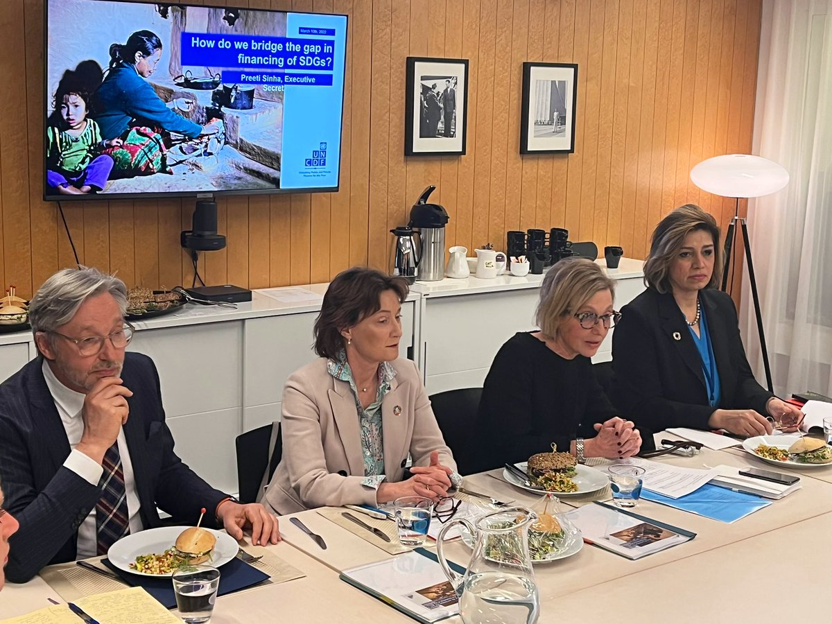 SwedenUN 🇸🇪 (@swedenun) on Twitter photo #Sweden happy to host partner roundtable together with <a href="/swiss_un/">SwitzerlandUN</a> & <a href="/UNCDF/">UNCDF</a> discussing how to best bridge the #SDG financing gap.
Impressed by UNCDF’s ability to leverage ODA. With the right support we believe UNCDF can be the go to entity within the <a href="/UN/">United Nations</a> for innovative financing. #Sweden happy to host partner roundtable together with <a href="/swiss_un/">SwitzerlandUN</a> & <a href="/UNCDF/">UNCDF</a> discussing how to best bridge the #SDG financing gap.
Impressed by UNCDF’s ability to leverage ODA. With the right support we believe UNCDF can be the go to entity within the <a href="/UN/">United Nations</a> for innovative financing.