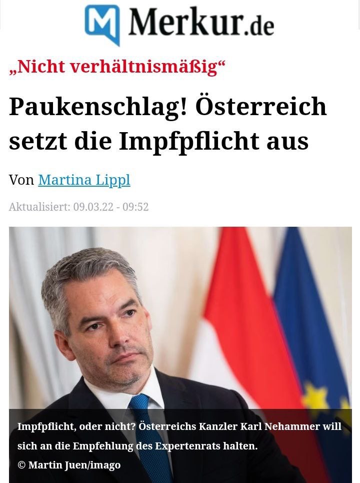 EmilMdl's tweet photo. +++Österreich setzt die Impfpflicht gegen das Coronavirus aus+++

Basis für die Entscheidung ist ein Bericht der Expertenkommission. Da muss man sich fragen, wo sind unsere Experten?! https://t.co/pcLmqqbmM7