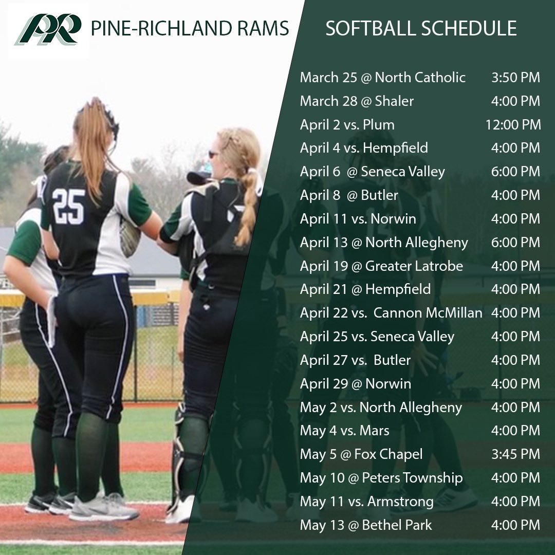 Official 2022 Varsity Softball Schedule! GO RAMS💚🖤🐏 <a href="/TribLiveHSSN/">TribLive HSSN</a> <a href="/wpial7/">WPIAL</a> <a href="/Cover3_ATH/">Cover Three Athletics</a> <a href="/ExtraInningSB/">EXTRA INNING SOFTBALL</a> @Los_Stuff