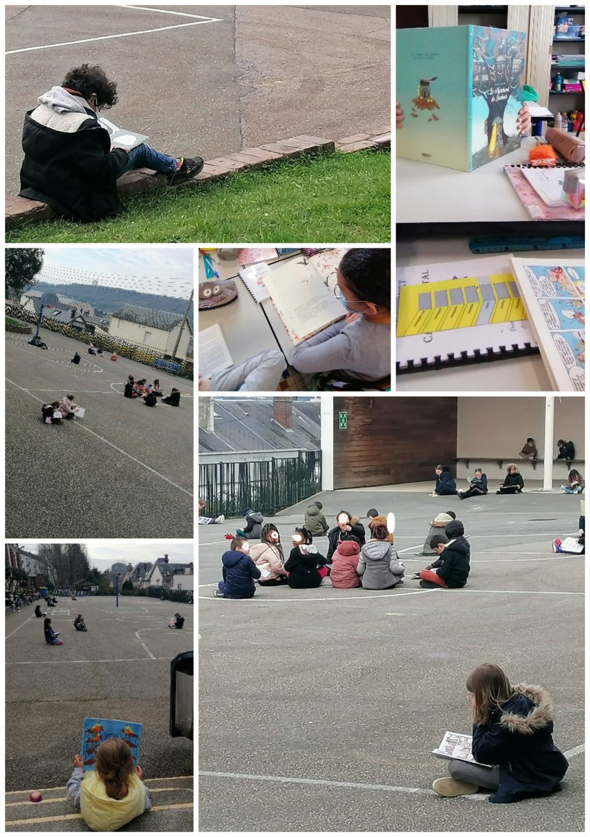 #quartdheurelecture à l école Rousseau #devillelesrouen Profitons du beau temps pour lire en extérieur ☀️👍
<a href="/MissionMDL76/">Mission Maîtrise de la langue 76</a> <a href="/dsden76/">DSDEN76</a>