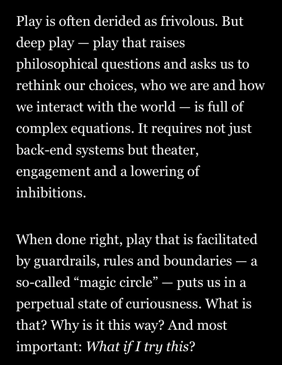 This Galactic Starcruiser piece from <a href="/Toddmartens/">Todd Martens</a> is an excellent primer on why “play” — for the young or old — can be so magical and transformative. 

(And happy to see that our own D3-O9 got the chance to speak with him!)

latimes.com/entertainment-…