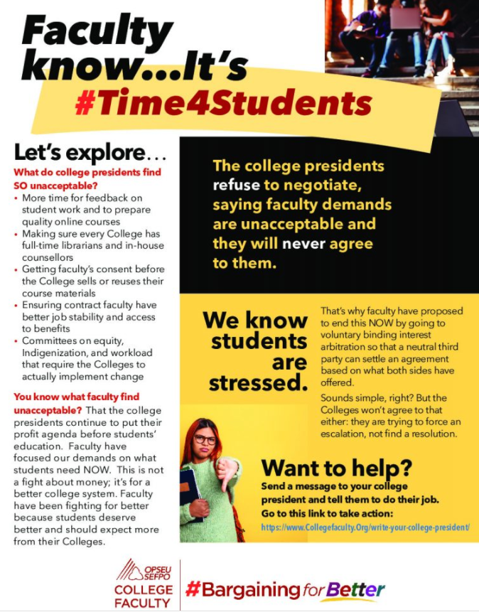 Pakleen22's tweet photo. This fight has always been about making the student experience and the education system a better one. The college's refusal to negotiate or arbitrate is a clear indication that they don't care about students.  #Bargaining4Better  https://t.co/rN1Vvewyn7 https://t.co/pO3i07wtrS