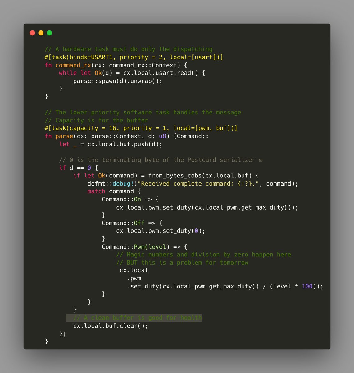 ai_maiga's tweet image. After hours of (rage-)debugging, the nRF52 has a *dimmer* 💡 for the ST-nucleo led.
I used #RTIC for #embeddedrust, COBS Serializer 💌-Postcard by @bitshiftmask. Lots left to do but this is the cutest dimmer ever! Thank U @kalkylaudio for knacking that (PWM) puzzle!