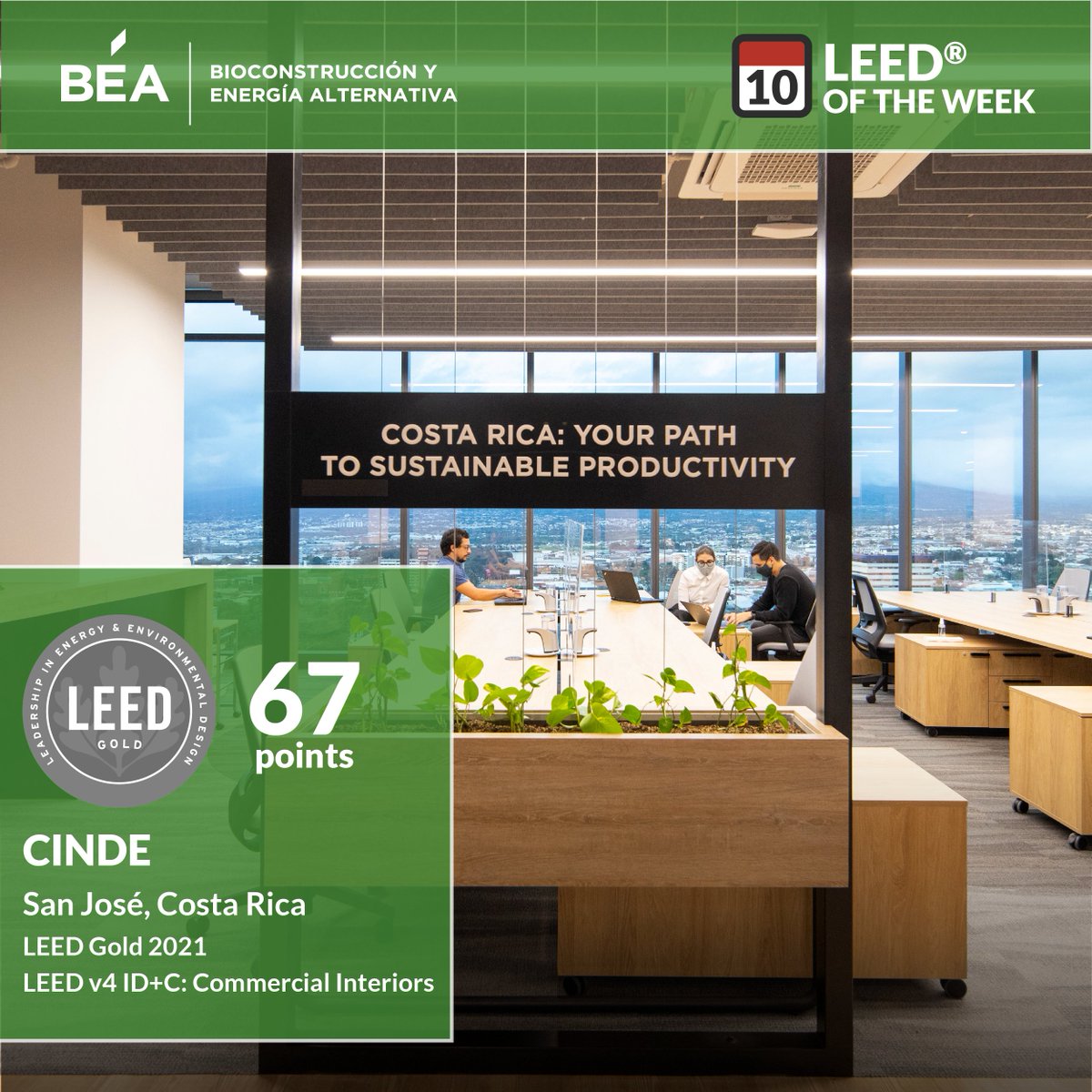 BEA_LEED's tweet photo. El día de hoy le entregamos el #LEEDoftheWeek al proyecto CINDE, ubicado en Costa Rica.🇨🇷
Este complejo logró la Certificación LEED Oro con 67 puntos. El proyecto alcanzó grandes resultados al disminuir su consumo tanto de agua como de energía. ¡Felicidades! 🎊 https://t.co/jnqDyUtTte