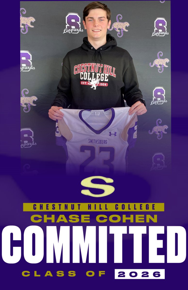 burgleopards's tweet photo. COMMITTED

Chase Cohen today signed his letter of intent to continue his academic and football career at Chestnut Hill College in Philadelphia, PA

#CongratsChase #FromLeopardtoGriffin https://t.co/h0lhIJgW3X