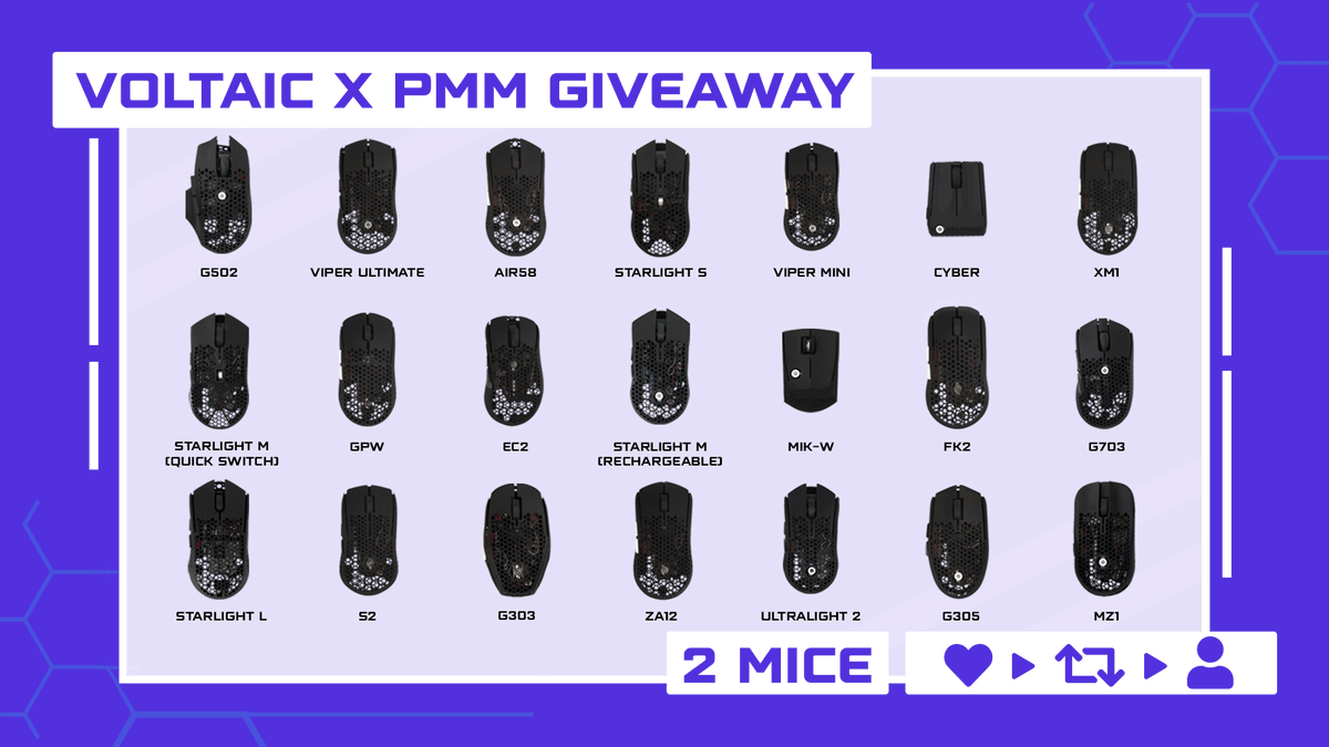 Voltaic x <a href="/ModsMouse/">PMM</a> Giveaway! 

2x PMM Mouse of Choice

To Enter:
1️⃣ Retweet this tweet
2️⃣ Like this tweet
3️⃣ Follow <a href="/ModsMouse/">PMM</a> &amp; <a href="/VoltaicHQ/">Voltaic</a>
 
🎁 2 Winners
⏰ Ends March 17