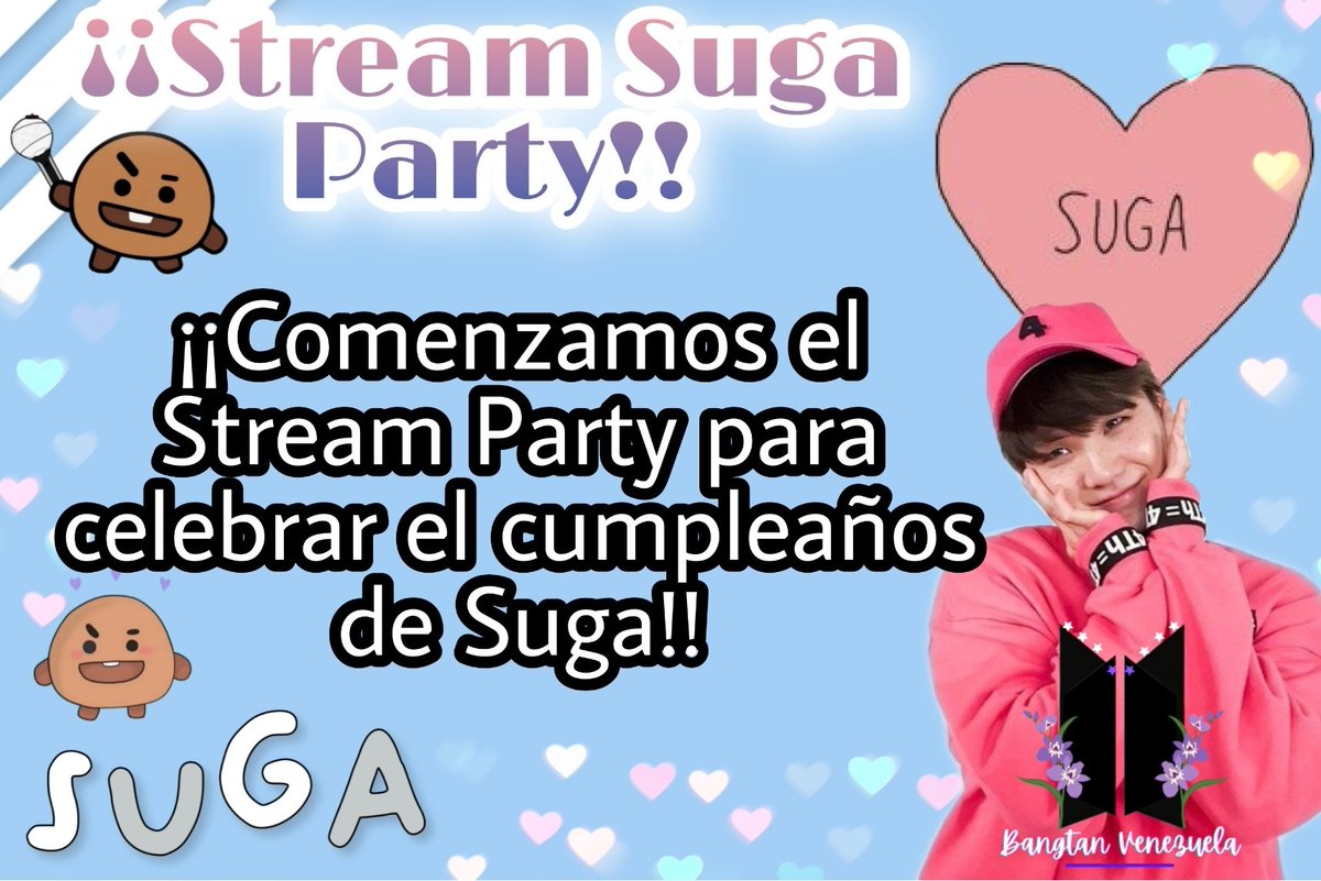 BangtanVzla's tweet photo. ✨STREAM SUGA PARTY✨

¡¡Vamos a celebrar el cumpleaños de nuestro amado gatito #SUGA con este Stream Party!!🐱🎂🎁

#HappySUGADay
#SUGAourGeniusProducer
#StreamSUGAParty

🔑SUGA Genius Producer

@BTS_twt

Participen en las dinámicas y suban las capturas de su stream🤳🎊 

(+)👇 https://t.co/4TmEAsop9g