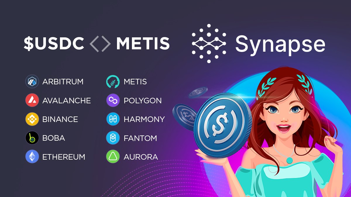 🔊Did you catch today's big news?! 👀🔥 

<a href="/SynapseProtocol/">Synapse Labs</a> now allows you to bridge instantly to &amp; from $METIS, AND get started with gas pre-funded. 🤝

Bridge $USDC into $METIS from 9 chains!! 🌉

👉 synapseprotocol.com/?inputCurrency…