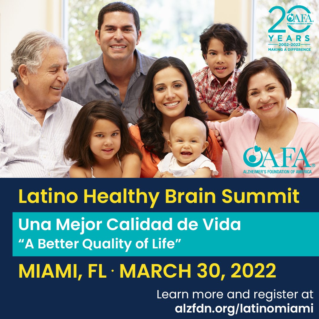 alzfdn's tweet photo. Join AFA for a virtual Spanish language educational summit (with English subtitles) to discuss brain health and the impact of Alzheimer’s disease on the Hispanic/LatinX community in Miami, Florida.
Register/learn more here: https://t.co/09aNql2kWp
#alzheimers #latino #latinx https://t.co/PRrBGuRXgI
