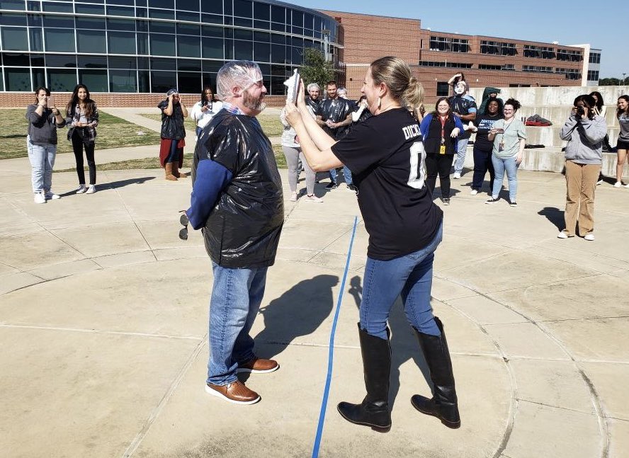 PaetowDecathlon's tweet photo. Your @PaetowHS Acadec coaches will do anything to support a good cause. Glad to help fundraise for our new African Culture Club! 🥧🤪  #IsItSpringBreakYet? @MrNesossi @HEscamillaPHS https://t.co/3dMY9K9aJ2