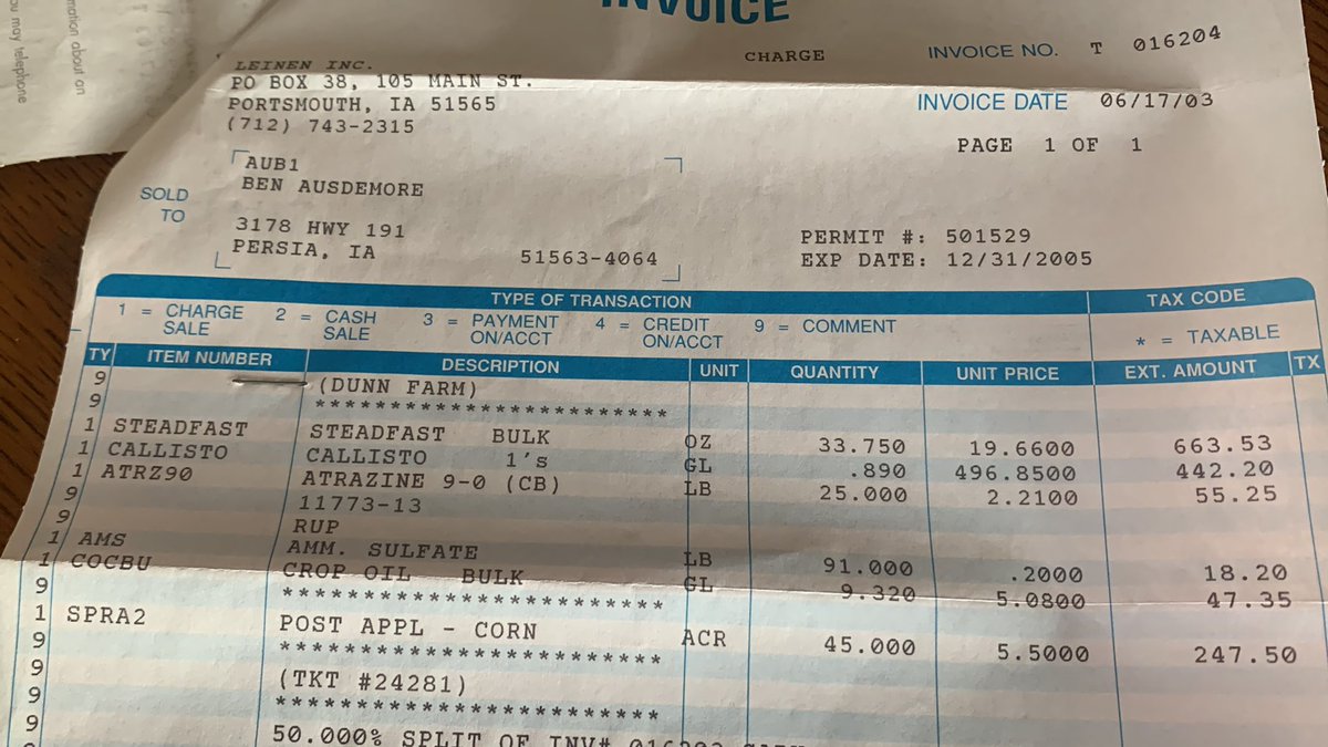 Check out that Callisto price from 2003.  496 a gallon. That atrazine price looks better than today they.