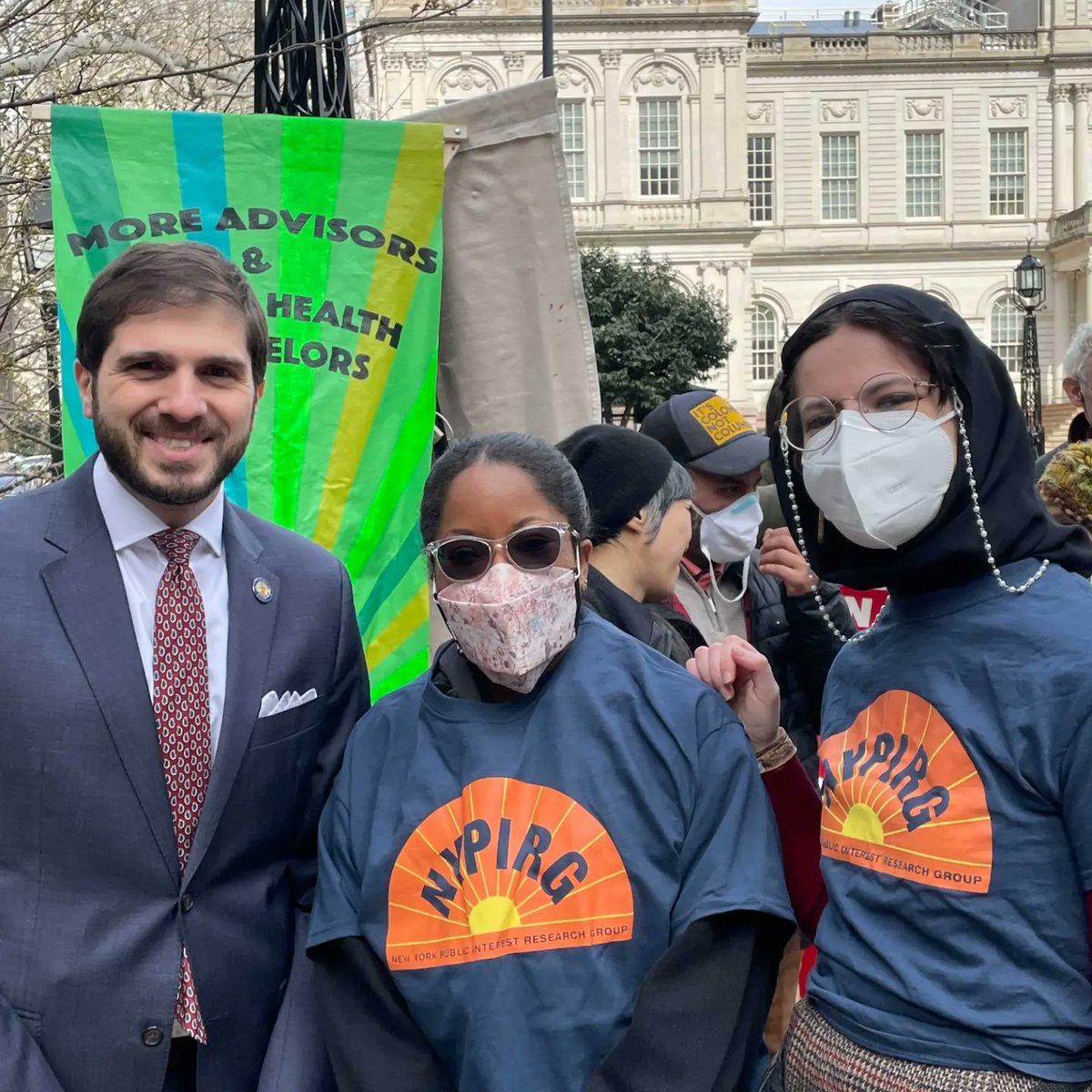 HunterNYPIRG's tweet photo. Our intern Jodi Lewis @JodiLew01196016 spoke today at a press conference at City Hall on the New Deal for CUNY! 🏛️🎤🗽Thanks to City Council including @Sen_Gounardes for showing support for the #NewDeal4CUNY! ✊ https://t.co/CFeOmw5c2i