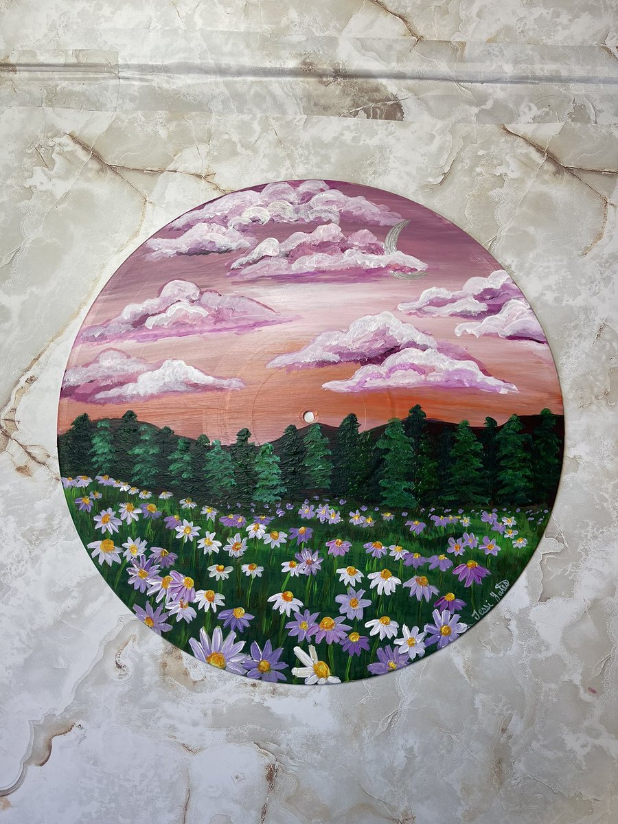Wildflower Dreamscape Vinyl is available in my shop🌸 

I absolutely love painting on vinyls! I think it makes the cutest art plus helps recycle!