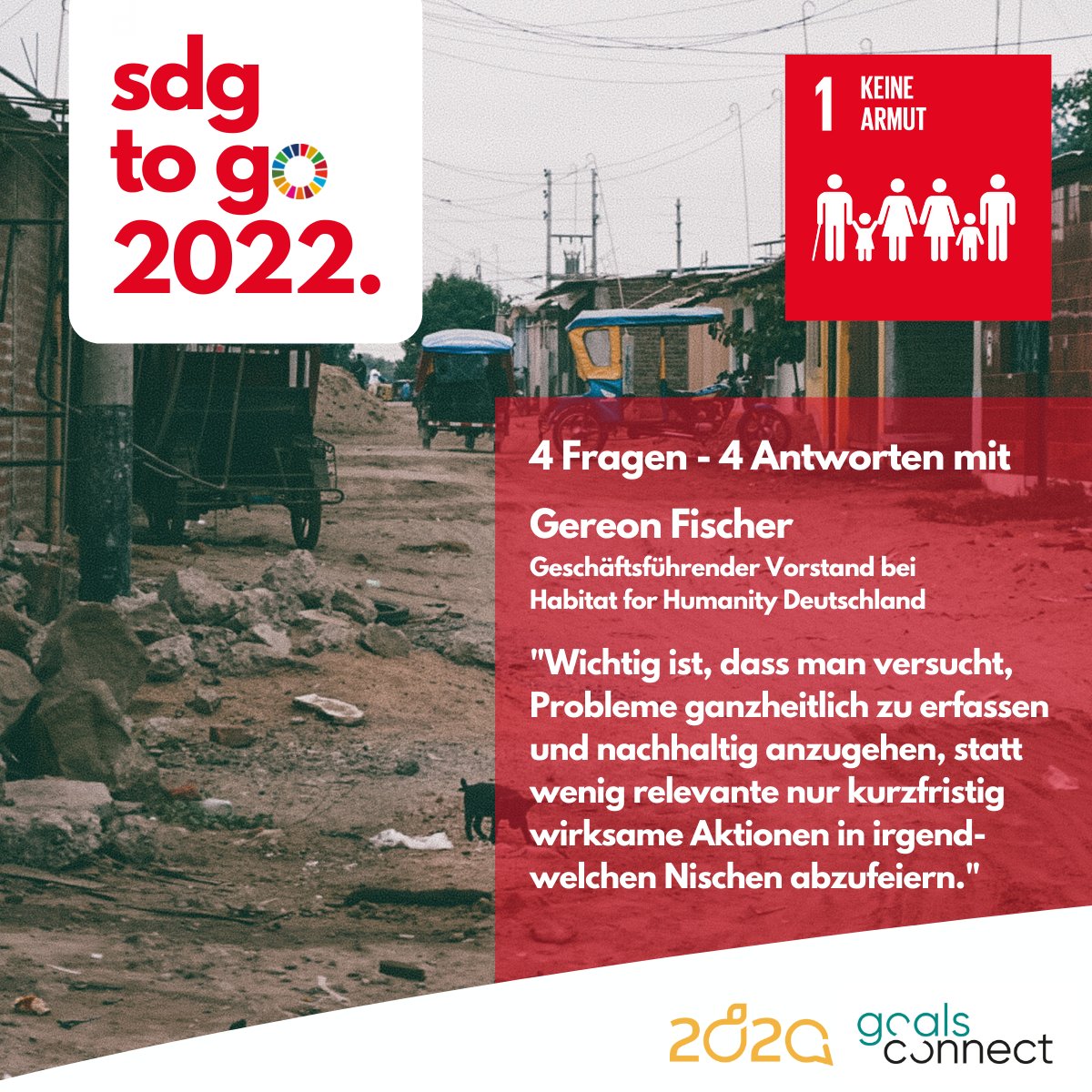 goalsconnect1's tweet photo. Weiter geht`s mit den #sdgtogo. Heute #sdg1 "Keine Armut" mit Gereon Fischer, geschäftsführender Vorstand der Hilfsorganisation @HFHDeutschland.

https://t.co/bw96DjtV80

#GestaltungistHaltung https://t.co/QHYnF7DjdD