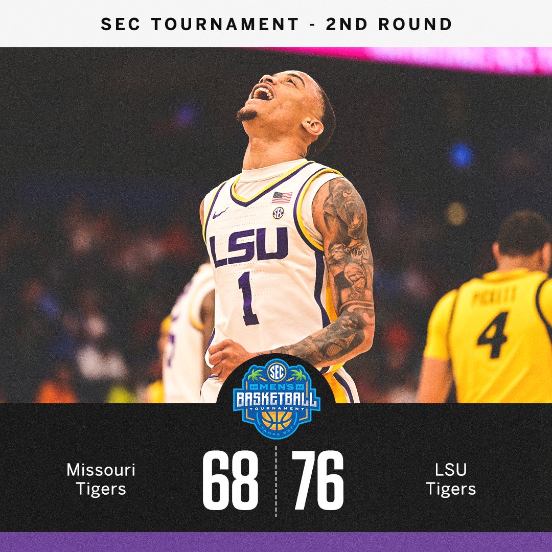 SECNetwork's tweet photo. The Tigers are heading to the quarterfinals 🐯 @LSUBasketball https://t.co/Ntg4jKYhW2