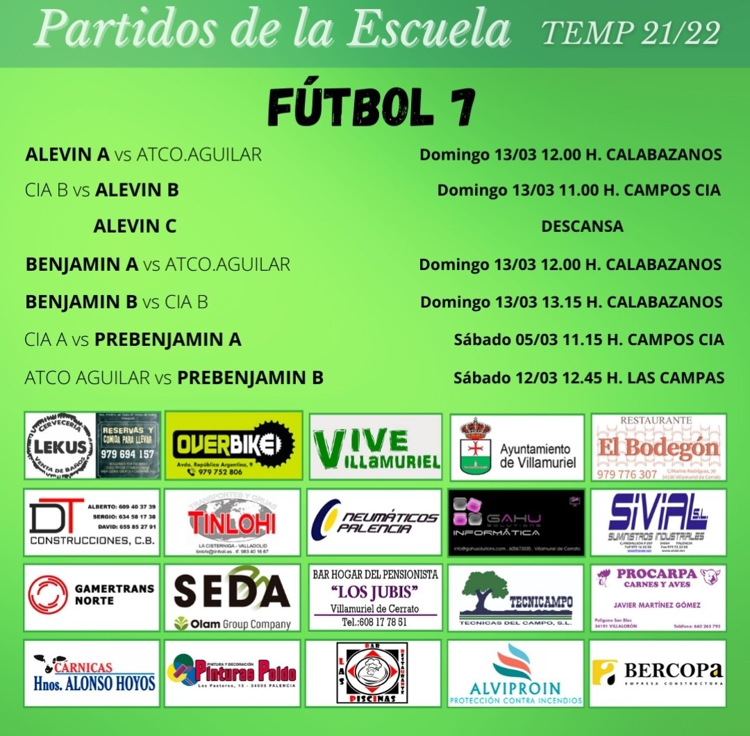 Horarios F7 para este fin de semana💪💚