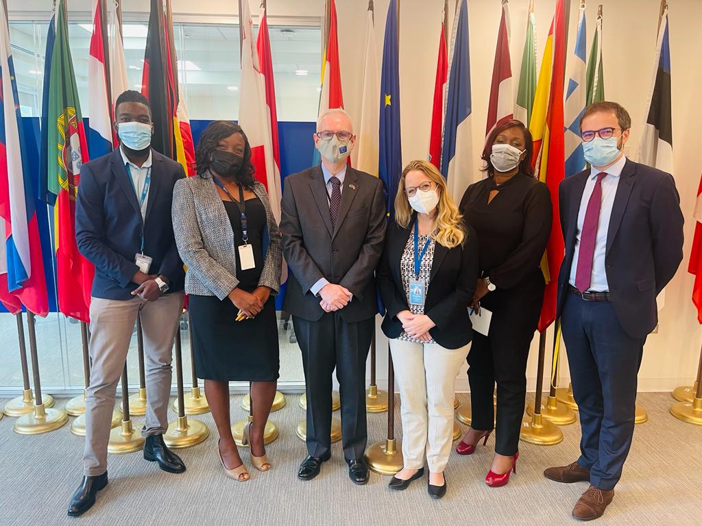 Plataforma_R4V's tweet photo. The 🇹🇹 #PlatformR4V's last stop before the highly anticipated Humanitarian Breakfast Series took place today at the @EUinTandT. @JewelAli_IOM, @AertkerMiriam and Shemuel London @UNHCRTT met with His Excellency Peter Cavendish, Sanjin Soldatic and Monica Paul-McClean from the EU. https://t.co/TIDkEEU1mp