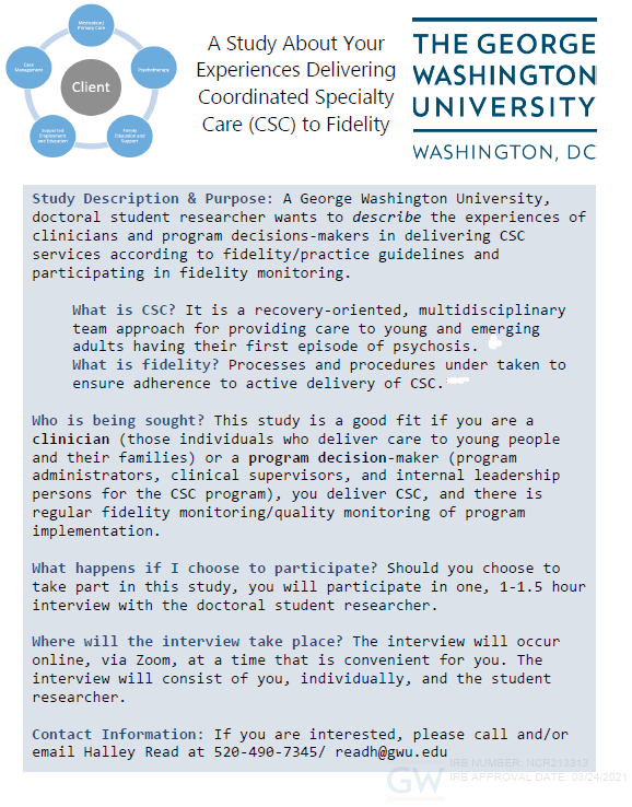 HalleyRead's tweet photo. Share your experiences, CSC Team members and leaders, about delivering coordinated specialty care to fidelity.
#CSC #fidelity #healthservicesresearch #practicebasedevidence #impsci #earlypsychosis https://t.co/Ye4v4JrDoP
