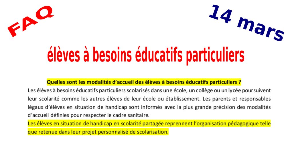 loicbreilloux's tweet photo. Les élèves à besoins particuliers reprennent l'organisation telle qu'elle est indiquée dans le PPS.
#ProtocoleEN ⬇️ 18/23 https://t.co/FH9zY9puag