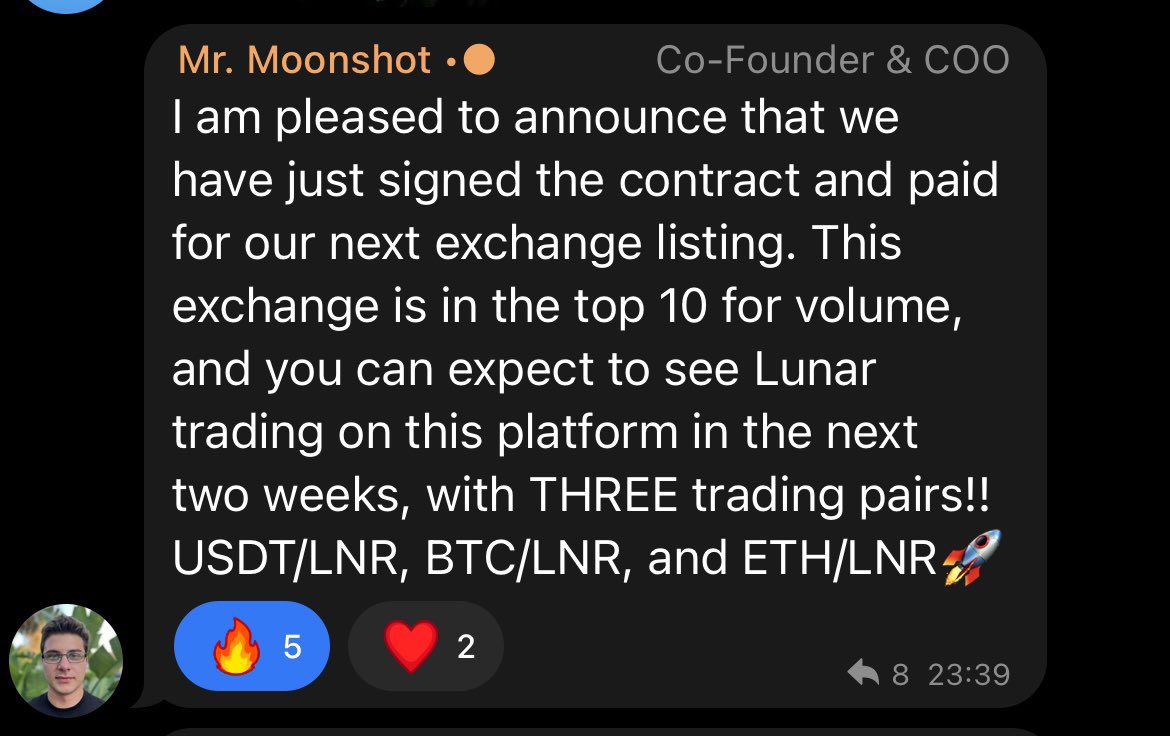 This about to explode anytime soon and FOMO will kickin’! Tradable in THREE traiding pairs USDT BTC ETH, wow!!! Will be listed in next 2weeks!🤩😱 Don’t ever miss this chance, i tell you. 🤝 #lnrdefi #lunardefi #LNR #catecoin #CatecoinArmy #VOLTINU #shibainu