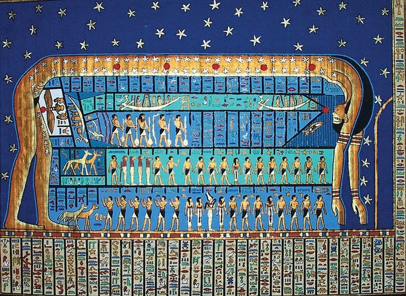 DrJaninaRamirez's tweet photo. This is my celebration of the gold and blue of #Ukraine . The goddess Nut passes the sun through her body, arching over and protecting those beneath. You have right on your side. We stand with you. 🇺🇦🇺🇦🇺🇦🇺🇦 https://t.co/wHH99WhUkG