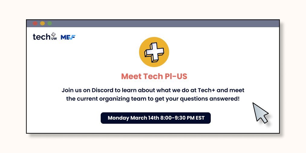 techplusuw's tweet image. Meet Tech Pl-US is an opportunity to get your questions about Tech+ or joining our team answered! 💭

🗓 Event Date: Monday, March 14th, 8:00-9:30 PM ET
👉 The event will be drop-in on Discord: bit.ly/meet-techpl-us…
🔍 Learn more our open roles: bit.ly/techplus-s22-a…