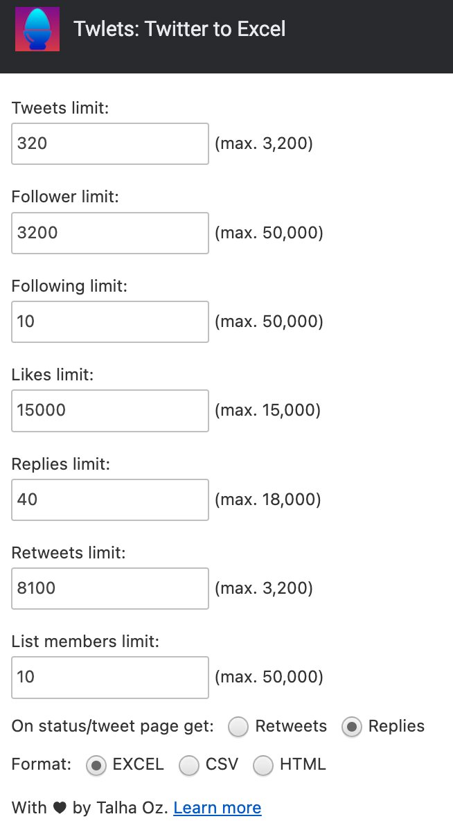 twlets's tweet photo. @The_FFF You can set the first field in the attached screenshot to 3200 if you're trying to download tweets. https://t.co/J2CnG06liA