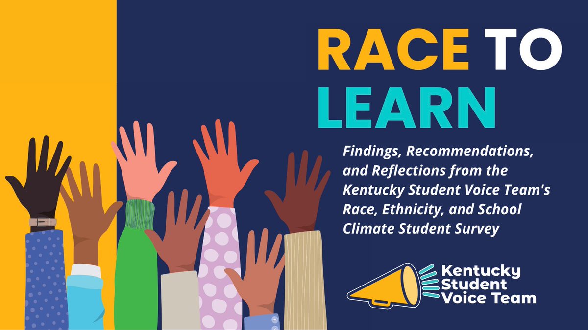 KYStuVoiceTeam's tweet photo. What do 10,000 Kentucky middle and high school students have to say about race, ethnicity, and school climate? We released results today so you, too, can hear their voices. https://t.co/VqD9ClaHtA #stuvoice https://t.co/ys7MLrYkxk
