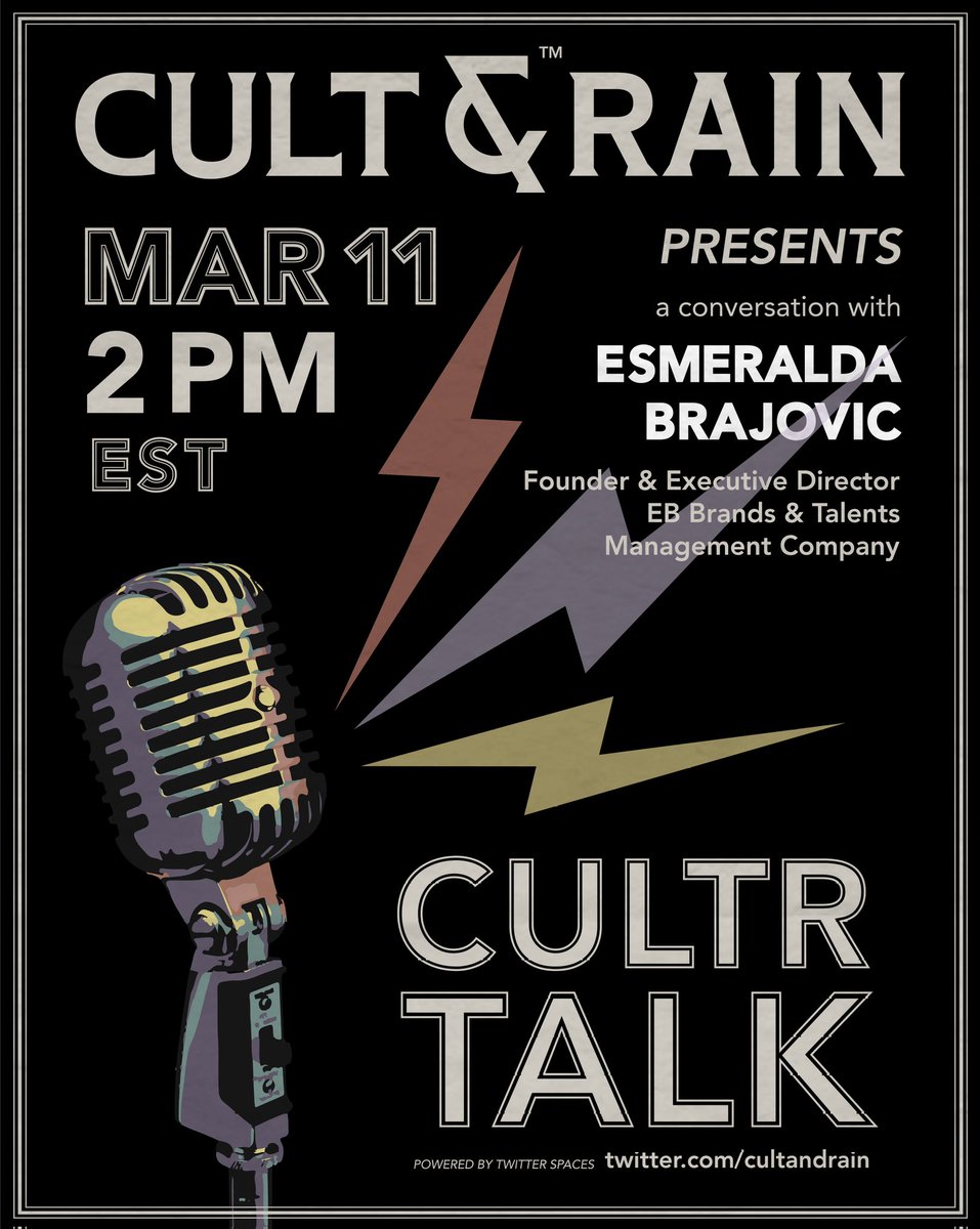 Friday's CULTR TALK features a notable icon on the business side of luxury #fashion, Esmeralda Brajovic, the founder of a brand + talent management agency with a mega roster of fashion labels + movie stars! 

Join us + learn about the business side of the fashion industry! 👗🕴️📸