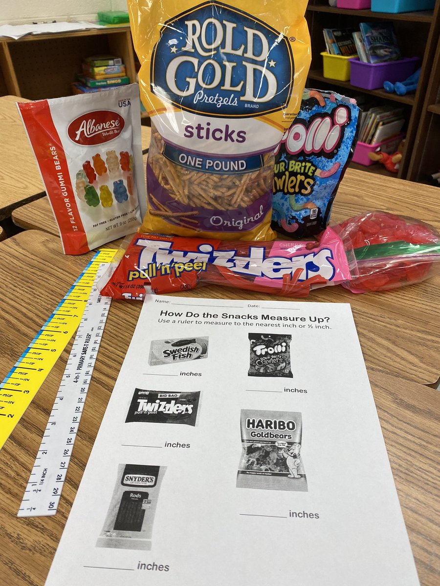 abrunson1311's tweet photo. Thanks @PowellinPrimary for the idea! My kids loved measuring candy. I don’t think I’ve seen them so focused 😂 @CobbSchools @CobbMathDept @PowersFerryES  #thirdgrademath #iteach3rd #iteach3 https://t.co/cP9d5ToLP7
