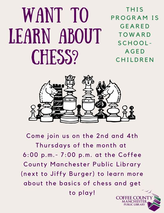 Don't forget that we will be having our chess program tonight from 6:00-7:00! ♟ 😊