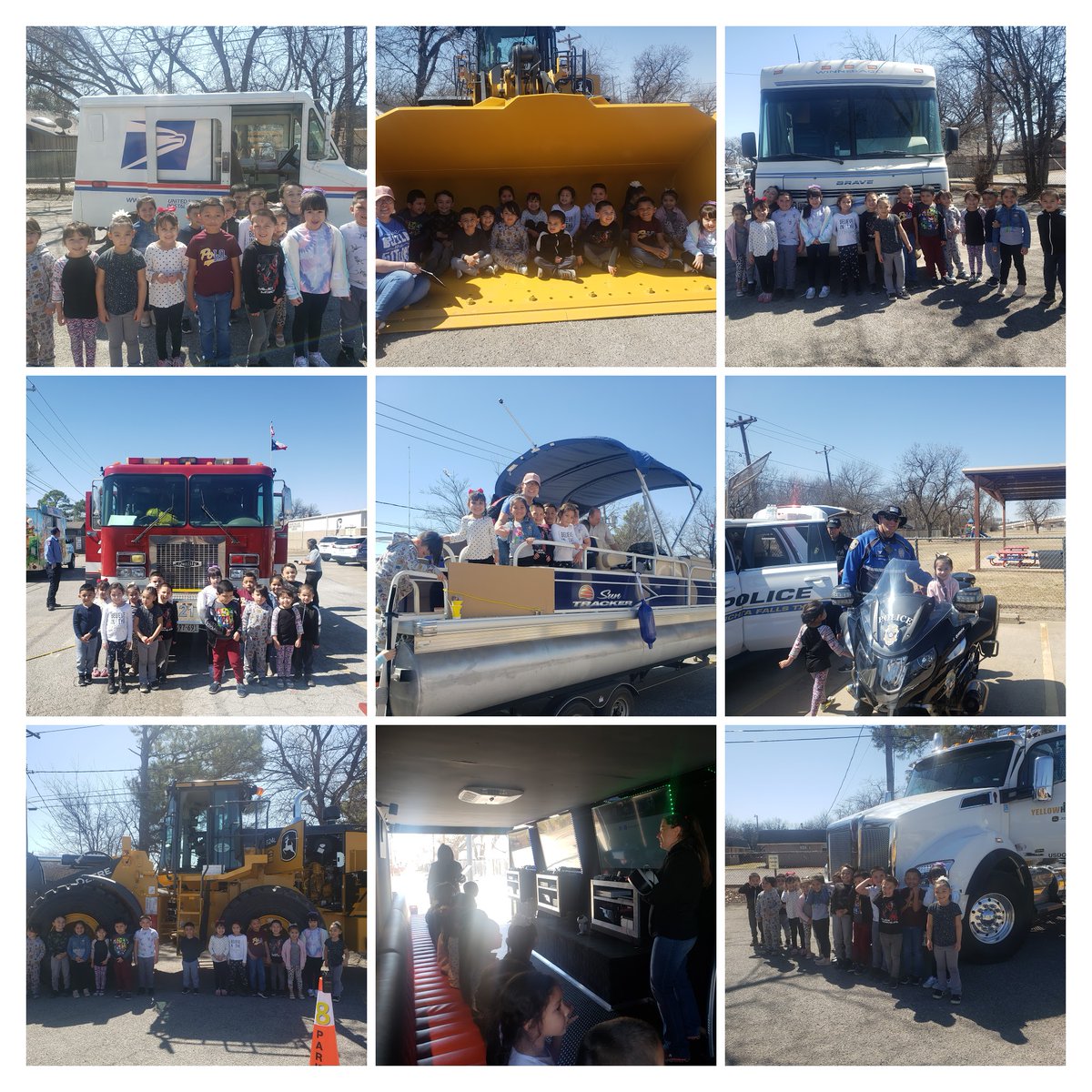 VSDavis05's tweet photo. Transportation Thursday 2022 was a success @brookbears #thejourneymatters ¡El día de transporte fue un éxito! @gretamariadame @wfisdearlylearn @WFISDschools #differncemakers 🚓🚑⛵️🚒🏍️ https://t.co/NnMzSv8nIo
