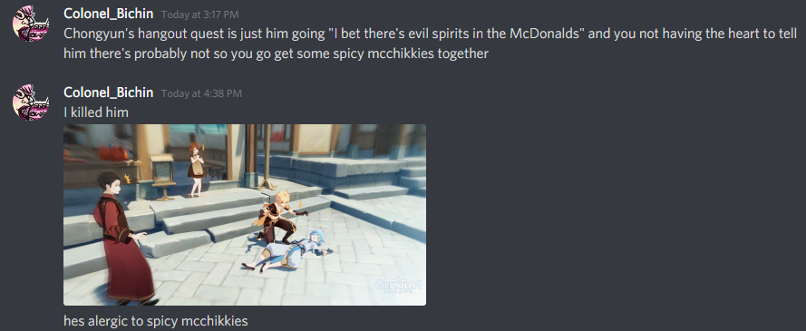 ColonelBeach's tweet photo. #GenshinImpact #Chongyun #McDonalds #genshin https://t.co/Rhacpl2jH5