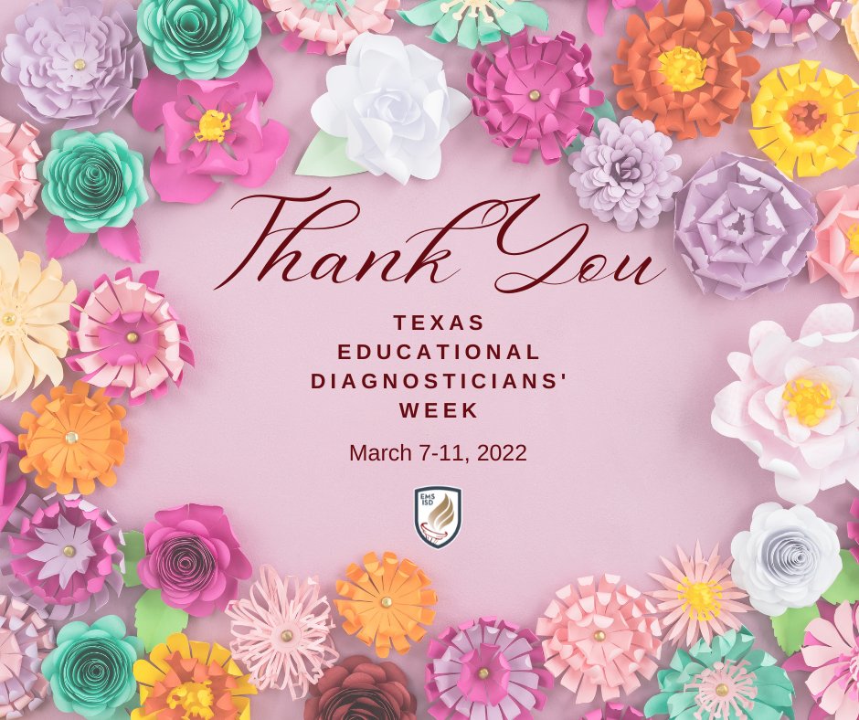 EMSISD's tweet photo. Thank you, EMS ISD diagnosticians! Educational diagnosticians are certified professionals with skills in identifying learning differences. This week we celebrate the critical role that these individuals play in providing all students with a personalized education. #EMSproud https://t.co/0SCQ5sEsgi