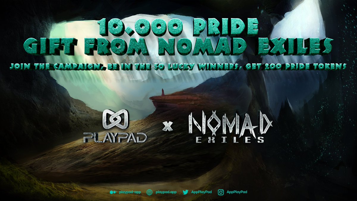 ARE YOU FEELING LUCKY?🍀 Get ready for 10.000 PRIDE gifts from @NomadExiles 🔥 Join the campaign, be in the lucky winners, get 200 $PRIDE tokens💰 Complete the tasks assigned under the campaign & get a chance to win!🚀 bit.ly/3HWkjHv ‼️Ends: 19th Mar, 9 am UTC #PlayPad