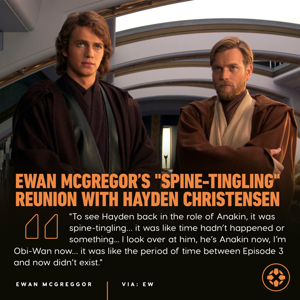 IGN's tweet photo. Prior to filming Obi-Wan Kenobi with Hayden Christensen, Ewan McGregor said they "had this long catch up, it was so lovely. I love him so much, and we have this very special bond." https://t.co/xkaWyS33pl https://t.co/3VIxg1Ytpu