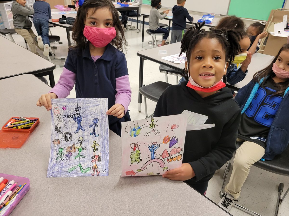 art_toler's tweet photo. Our Kinder and 1st graders learned about making movement with figures in these Keith Haring inspired artworks during our intersession week. @Toler_Texans #garlandisd #art https://t.co/4CV5VPr0Kc