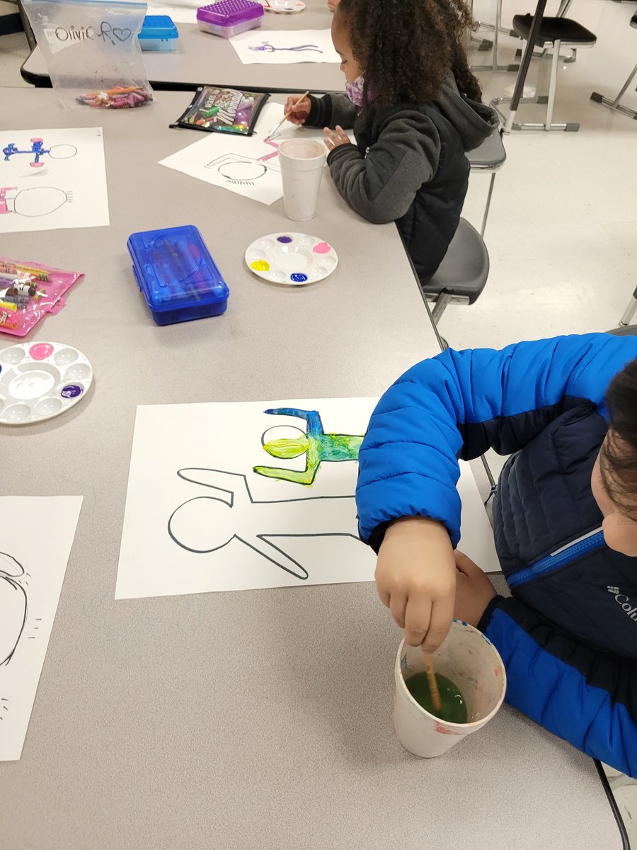 art_toler's tweet photo. Our Kinder and 1st graders learned about making movement with figures in these Keith Haring inspired artworks during our intersession week. @Toler_Texans #garlandisd #art https://t.co/4CV5VPr0Kc